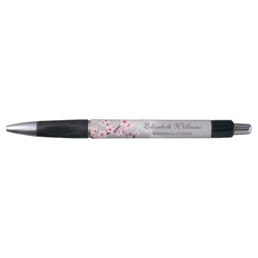 Stylo Wedding planner d'argent rose Fleurs de cerisier (Devant)