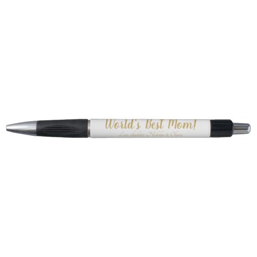 Stylo World’s Best Mom gold custom script mignon (Devant)