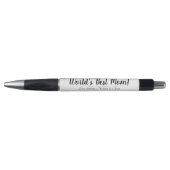 Stylo World’s Best Mom noir blanc script personnalisé él (Devant)