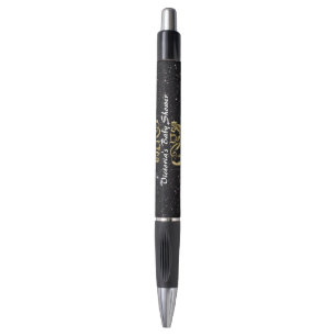 Stylos de Baby shower personnalisés - Noir et Or