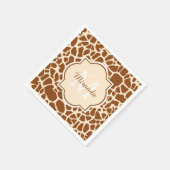 Stylsih Brown Giraffe Print Monogram en Naam Servet (Hoek)