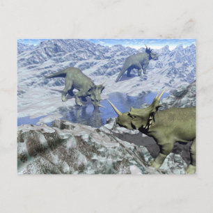 Styracosaurus nabij water- 3D rendering Briefkaart