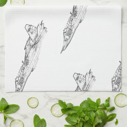 SU 25 Grach Sovjet Frogfoot Plane Schets Theedoek (Gevouwen)