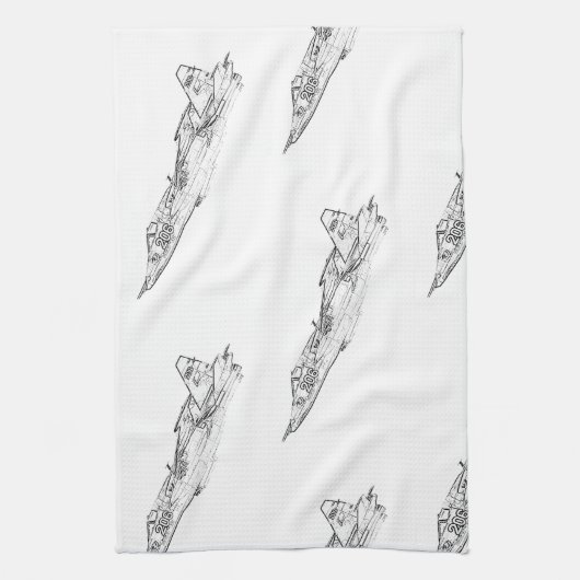 SU 25 Grach Sovjet Frogfoot Plane Schets Theedoek (Verticaal)