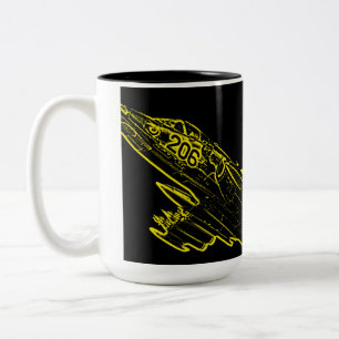 SU 25 Grach Sovjet Frogfoot Plane Schets Tweekleurige Koffiemok