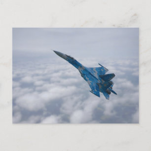 SU-27 flenker boven de wolken Briefkaart