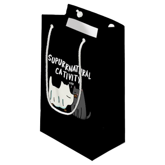 Su-purr-natuurlijke activiteit Funny Cat Pun Dark Klein Cadeauzakje (Voorkant Gekanteld)