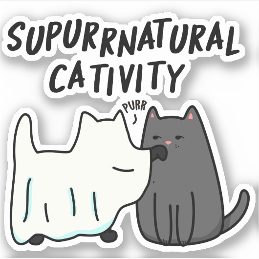 Su-purr-natuurlijke activiteit Funny Cat Pun Sticker (Voorkant)