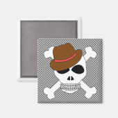 Suave schedel Crossbones met Fedora Magneet (Voorkant / Achterkant)