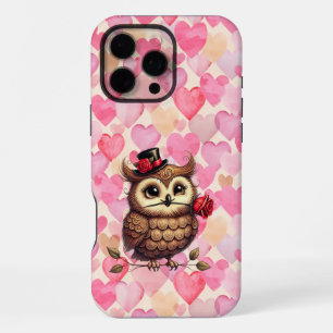 suave Uil met kleurrijke harten Valentijnsdag iPhone 16 Pro Max Hoesje