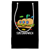 Sub Sandwich Funny Food Pun Dark BG Klein Cadeauzakje (Voorkant)