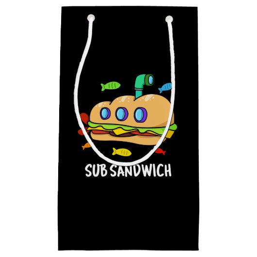 Sub Sandwich Funny Food Pun Dark BG Klein Cadeauzakje (Voorkant)