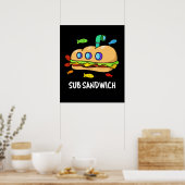 Sub Sandwich Funny Food Pun Dark BG Poster (Keuken)
