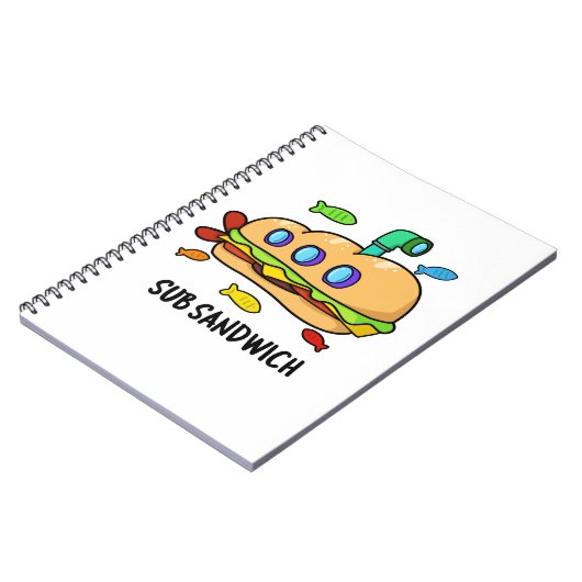 Sub Sandwich Funny Food Pun Notitieboek (Linkerzijde)