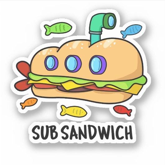 Sub Sandwich Funny Food Pun Sticker (Voorkant)