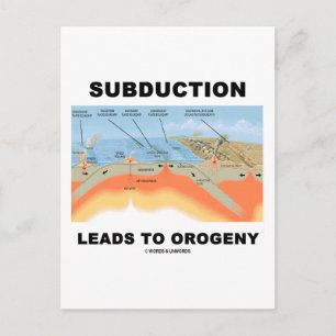 Subductie leidt tot oergenie (geologische Humor) Briefkaart