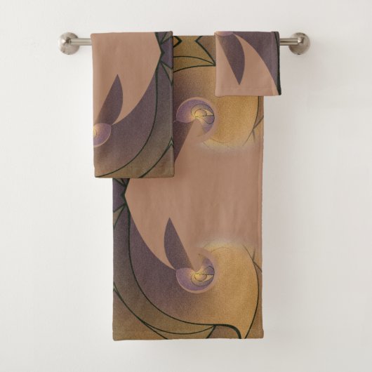 Subdued Earth Tone Designer Towel Bad Handdoek (Insitu)