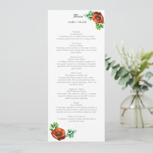 Sublieme Waterverf rode papavers in stijl Menu (Staand voorkant)