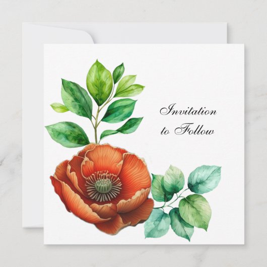 Sublieme Waterverf rode papavers in stijl Save The Date (Achterkant)