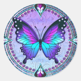 Sublimatie Vlinder met Achtergrond Ronde Sticker