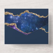 Sublime Agate Blue Gold WEDDING SUITE All In One Uitnodiging (Achterkant)