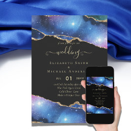 Sublime AGATE Paars Blue Glitter Wedding Kaart