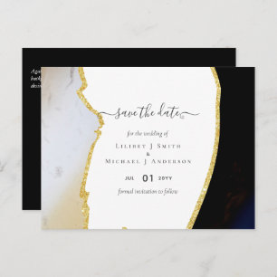 Sublime Black en Gold Modern Wedding Briefkaart