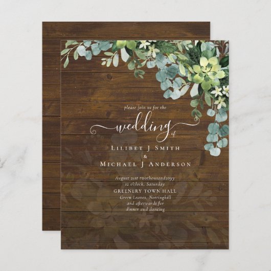 Sublime Dusty Blue GREENERY Eucalyptus WEDDING (Voorkant / Achterkant)