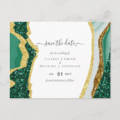 Sublime Emerald Green Gold Agate Wedding Briefkaart (Voorkant)
