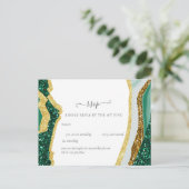 Sublime Emerald Green Gold Agate Wedding Briefkaart (Staand voorkant)