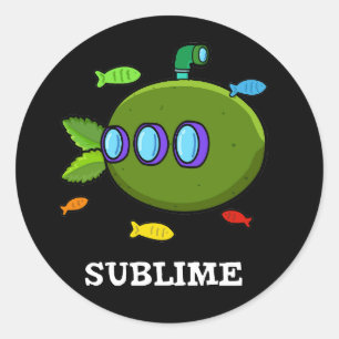 Sublime Funny Submarine Fruit Limoen Pun Dark BG Ronde Sticker