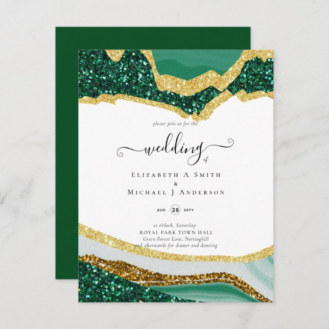Sublime Green Gold Agate Glitter Wedding (Voorkant / Achterkant)