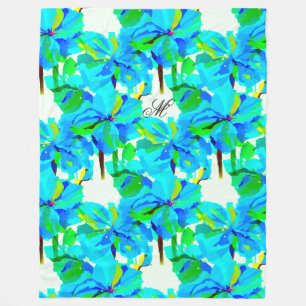 Sublime Himalayan Poppy Aqua Green Floral Pattern Fleece Deken