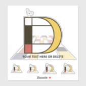 Sublime Neoplasticisme Art Monogram. Brief D Sticker (Vel)