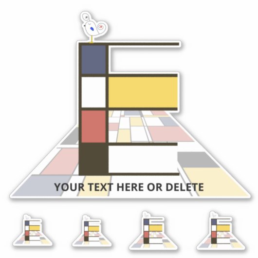 Sublime Neoplasticisme Art Monogram. Brief E Sticker (Voorkant)