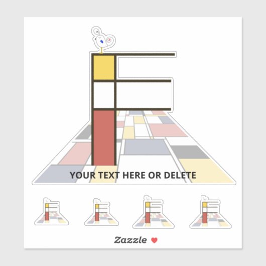 Sublime Neoplasticisme Art Monogram. Brief F Sticker (Vel)