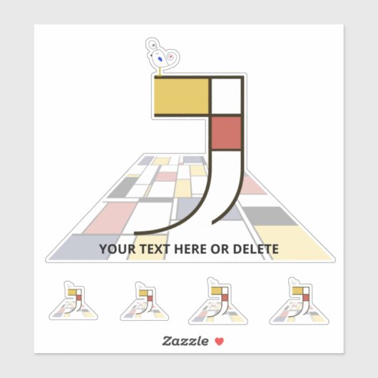 Sublime Neoplasticisme Art Monogram. Brief J Sticker (Vel)