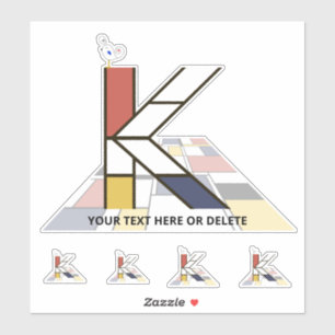 Sublime Neoplasticisme Art Monogram. Brief K Sticker