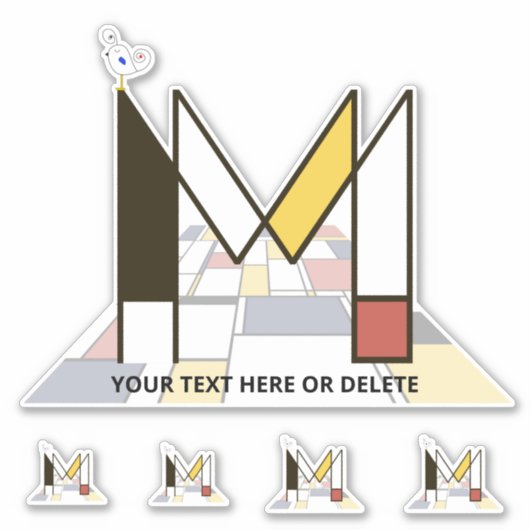 Sublime Neoplasticisme Art Monogram. Brief M Sticker (Voorkant)