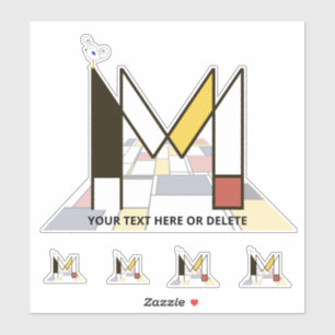 Sublime Neoplasticisme Art Monogram. Brief M Sticker