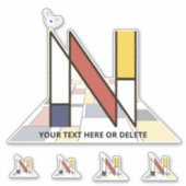Sublime Neoplasticisme Art Monogram. Brief N Sticker (Voorkant)