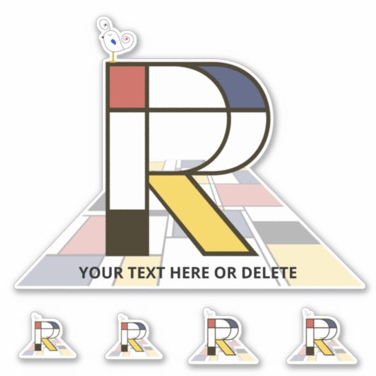 Sublime Neoplasticisme Art Monogram. Brief R Sticker (Voorkant)