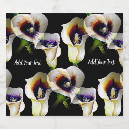 Sublime Waterverf Arum Calla Lilies - gemengd Sparkling Wijnetiket (Enkel label)