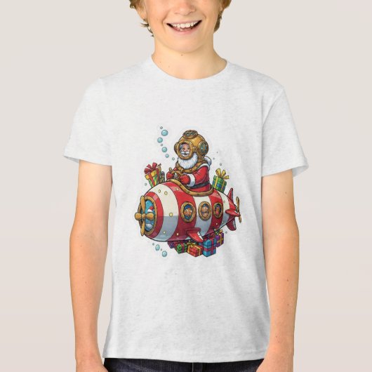 Submarine Santa Tri-Blend Shirt (Voorkant)