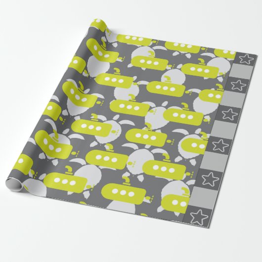 Submarines & Turtles Wrapping Paper Cadeaupapier (Uitgerold)