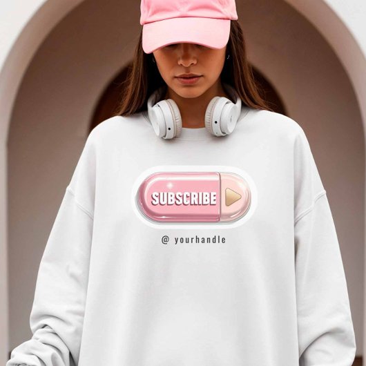 Subscribe Button + Social Media Name Influencer T-shirt