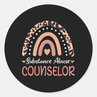 Substance Misbruik Counselor Leopard Rainbow Ronde Sticker
