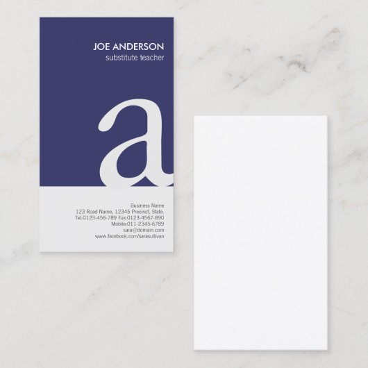 Substituer enseignant Bold Monogram Carte de visit (Devant / Derrière)