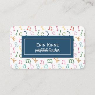 Substitute Teacher Business Calling Card Alphabet Visitekaartje