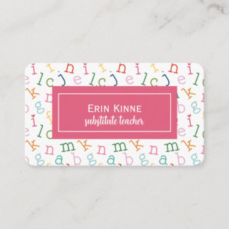 Substitute Teacher Business Calling Card Alphabet Visitekaartje